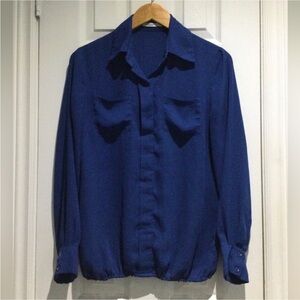 Katie Women’s Summer Rayon Blue Double Chest Pocket Shirt